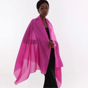 Silk fuchsia scarf shawl